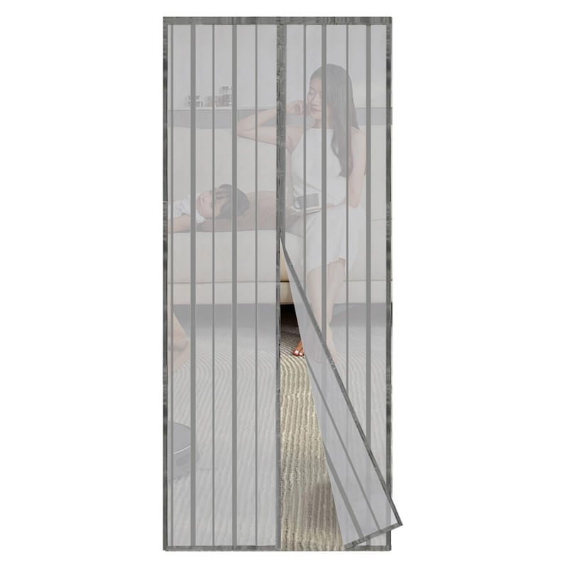 Magnetická sieťka na dvere Sekey 140x240 cm, vhodná na drevené, železné a hliníkové dvere, montáž bez vŕtania, sivá