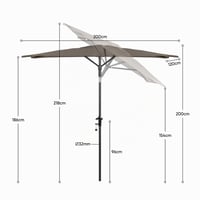 Sekey 200x125 cm obdĺžnikový balkónový slnečník s držiakom, odolný proti vetru, sklopný, UPF 50+, farba taupe, na terasu a do záhrady 5
