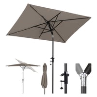 Sekey 200x125 cm obdĺžnikový balkónový slnečník s držiakom, odolný proti vetru, sklopný, UPF 50+, farba taupe, na terasu a do záhrady 1