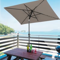 Sekey 200x125 cm obdĺžnikový balkónový slnečník s držiakom, odolný proti vetru, sklopný, UPF 50+, farba taupe, na terasu a do záhrady 7