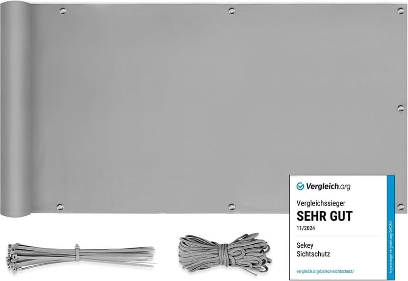 Sekey Balkonprivátszita Opak Szélvédő UV Védelem Szürke 75x600 cm Szemekkel