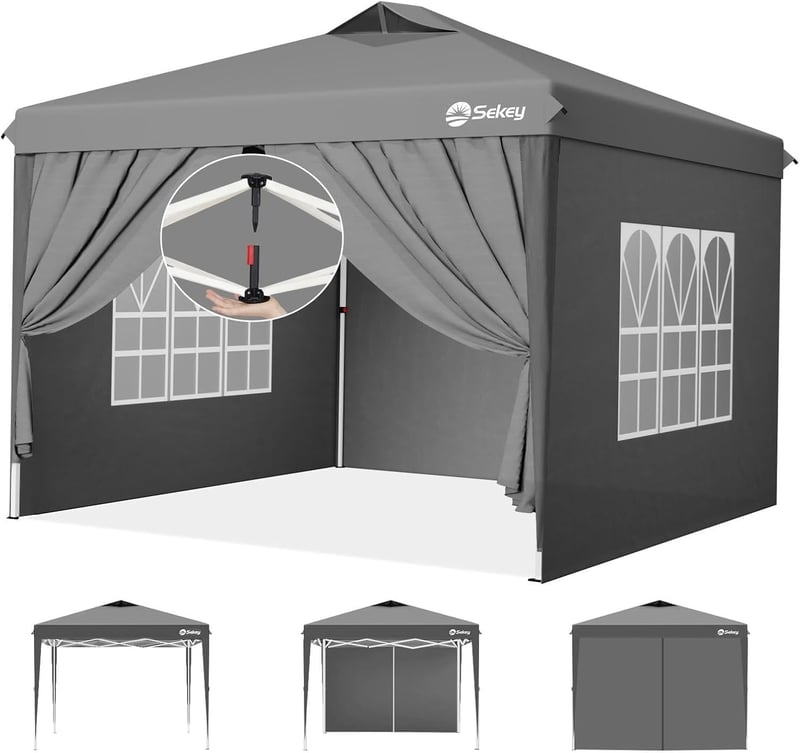 Pavilion Pop-Up Sekey Designer Series 3x3 m, Impermeabil, cu 4 Pereți Laterali, Cort de Grădină pentru Evenimente