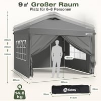 Pavilion Pop-Up Sekey Designer Series 3x3 m, Impermeabil, cu 4 Pereți Laterali, Cort de Grădină pentru Evenimente 6