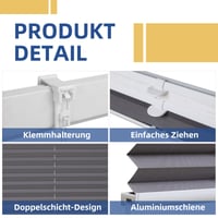 Rulou plisat dublu Sekey fără găurire, tip Day+Night, opac, cu fixare prin clipsare Klemmfix, 65x100 cm, model semitransparent „Ausbrenner”, gri cu imprimeu 7
