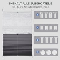 Sekey dvostruka plisirana roleta Day+Night, sjenilo bez bušenja, Klemmfix, zategnuta, prozirna, s uzorkom Ausbrenner, 70x100 cm, tiskana siva 5