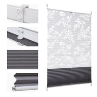 Rulou plisat dublu Sekey fără găurire, tip Day+Night, opac, cu fixare prin clipsare Klemmfix, 65x100 cm, model semitransparent „Ausbrenner”, gri cu imprimeu 1