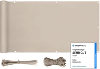 Sekey Erkélyárnyékoló Takarás 0,75x4m - Taupe Színű Átlátszatlan Poliészter Szélfogó, UV-Védelemmel, Fűzőszemekkel és Rögzítőkkel Erkélyre,  1