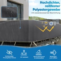 Sekey Erkélyárnyékoló Takaró 90x400 cm - Antracit Poliészter Szélfogó, UV-álló, Átláthatatlan Erkélyvédő Háló Szemesekkel és Rögzítőkkel 3