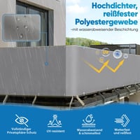 Sekey Erkélyárnyékoló Takaró - Átlátszatlan Poliészter, Szél- és UV-védelem, Időjárásálló, 75/90/120 cm × 600/500/300 cm, Fűzőszemekkel, Vil 3