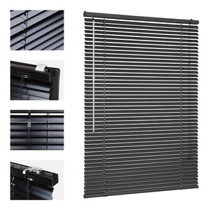 Sekey Klemmfix aluminijske rolete za prozor, 25 mm lamele, montaža bušenjem, s materijalom za montažu, 80x160 cm, crne