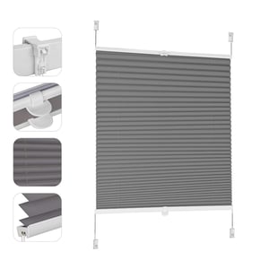 Sekey Plissé sjenilo za zamračivanje bez bušenja, Klemmfix rolo za prozor 40x130 cm, napeto sjenilo za zaštitu od sunca, tamno siva