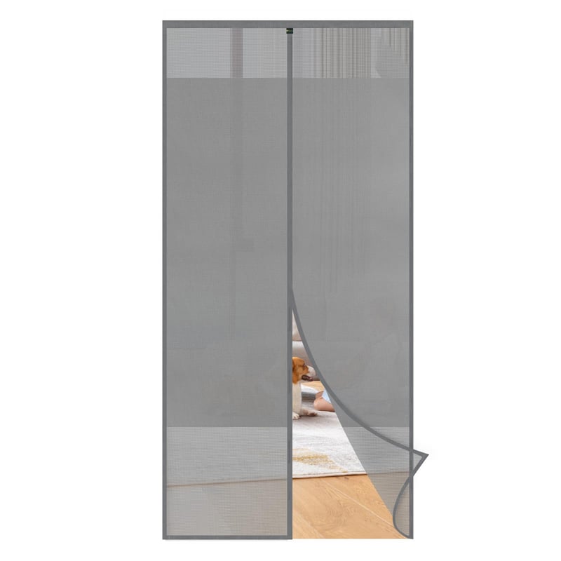 Plasă magnetică anti-țânțari Sekey pentru ușa balconului - Cu zonă privată centrală, fixare cu velcro fără găurire, pentru uși din lemn/fier/aluminiu, 100x210 cm, S