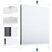 Sekey saćaste plise zavjese bez bušenja, 100% zamračivanje, Klemmfix, s aluminijskom vodilicom, bijelo-siva, 60x100 cm (ŠxV) 1