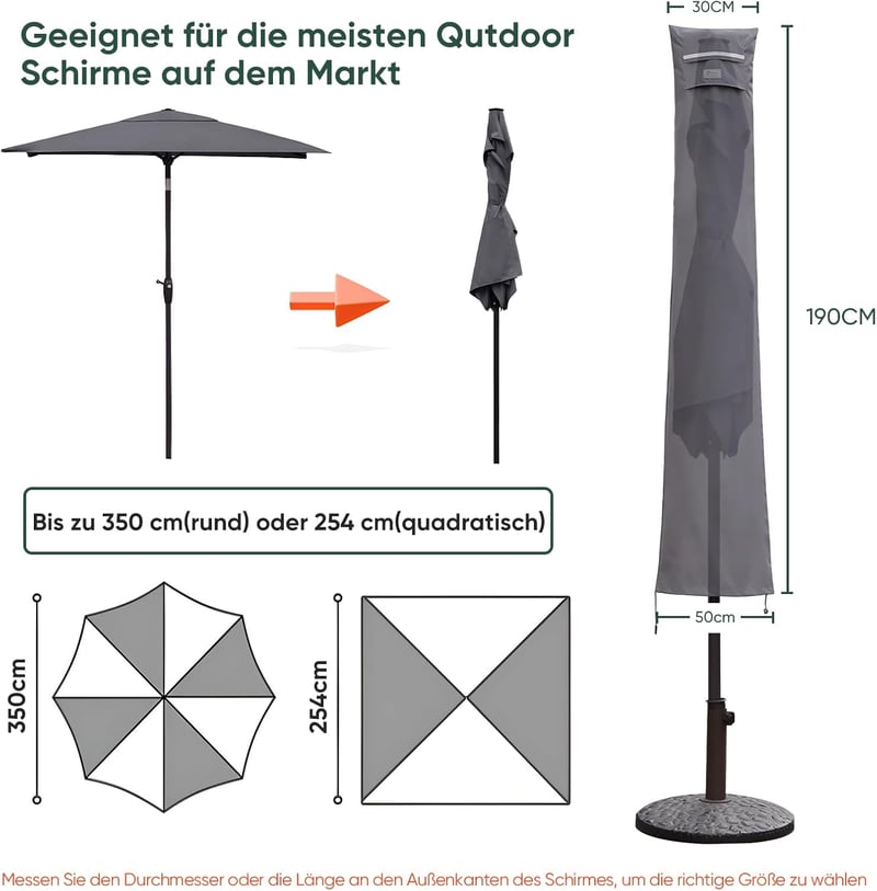 Sekey Napernyő Védőhuzat 350cm/200x300cm Szellőzőlyukakkal Vízálló