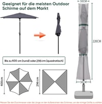 Sekey Napernyő Védőhuzat 350cm/200x300cm Szellőzőlyukakkal Vízálló Szürke 2