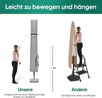 Sekey Napernyő Védőhuzat 350cm/200x300cm Szellőzőlyukakkal Vízálló Szürke 3