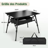 Sekey sklopivi stol za kampiranje s aluminijskim okvirom, sklopivom pločom, 72x69 cm, podesivom visinom, torbom za nošenje, nosivosti 30 kg 3