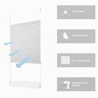 Sekey plisirane rolete za zamračivanje bez bušenja, Klemmfix rolete za prozore, 45x100 cm, bijele, zaštita od sunca 8