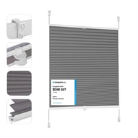 Sekey plisovaná roleta zatemňovacia bez vŕtania, Klemmfix, 75x210 cm, tmavosivá, okenná roleta proti slnku, nepriehľadná, napínacia 1