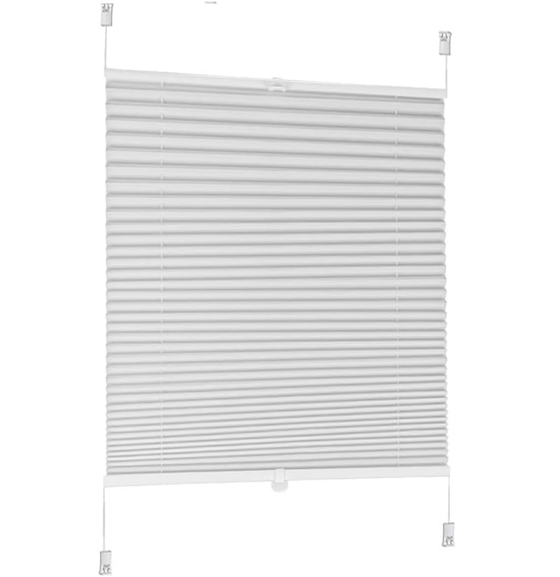 Sekey plisovaná roleta Klemmfix, tienenie na okná bez vŕtania, biela, z netkanej textílie, priesvitná, ochrana pred slnkom, šírka 60 cm, 60x130 cm