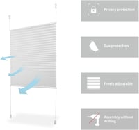 Sekey plisovaná roleta Klemmfix, tienenie na okná bez vŕtania, biela, z netkanej textílie, priesvitná, ochrana pred slnkom, šírka 60 cm, 60x130 cm 7