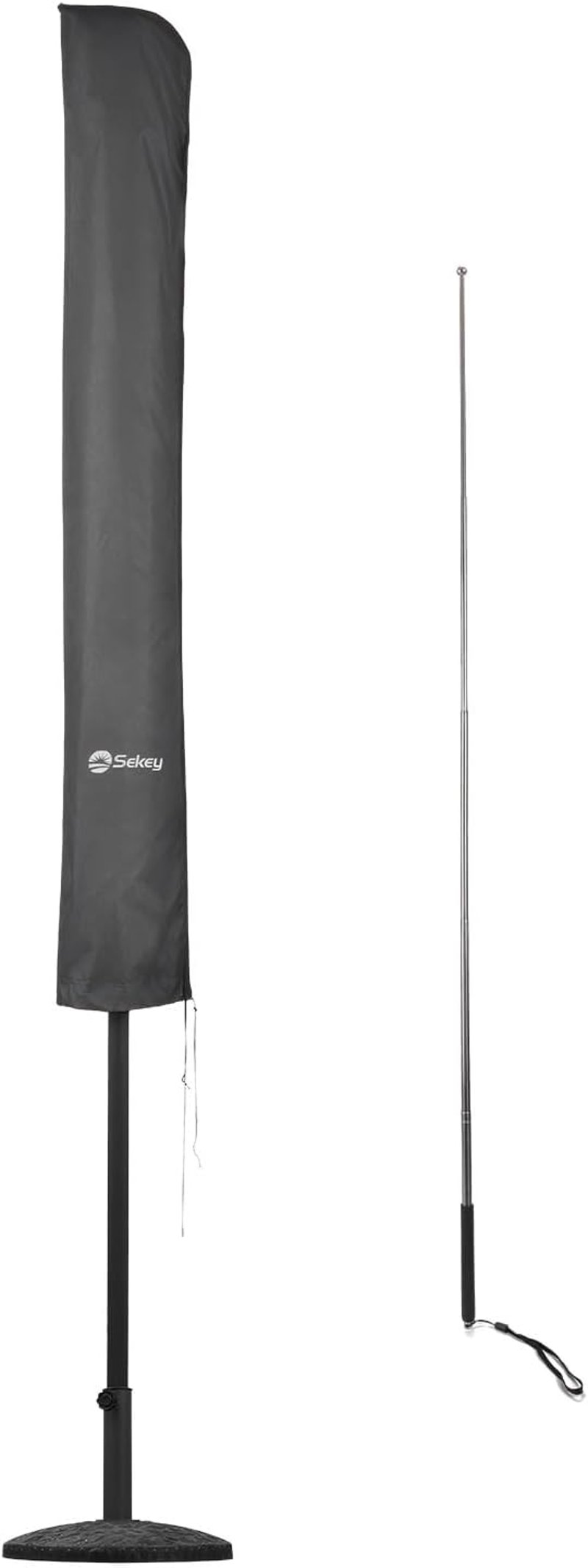 Sekey Prémium Napernyő Védőhuzat 300 cm Ernyőkhöz | Vízálló, UV 50+ Védelem | Beépített Szerelőrúd és Cipzár | 175 x 30,5/36,5 cm | Sötétszü