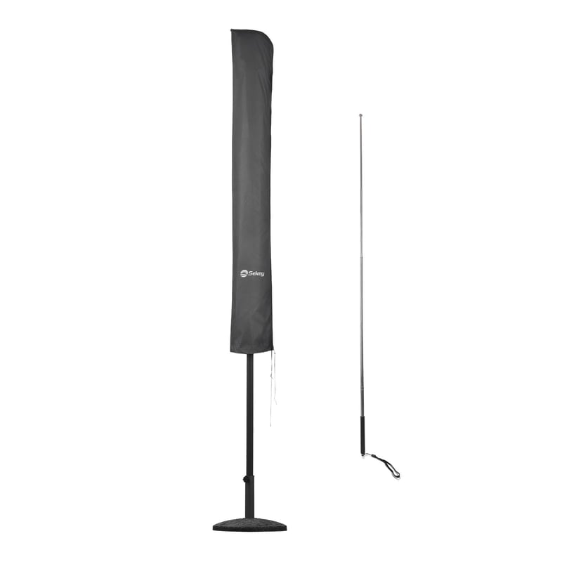 Sekey Premium Navlaka za suncobran za suncobrane 300 cm | Vodootporna, UV 50+ zaštita | Ugrađena montažna šipka i patentni zatvarač | 175 x 30,5/36,5 cm | Tamnosiva