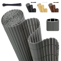 Sekey PVC balkónová clona na ochranu súkromia 100 x 500 cm, dvojito vystužená, vodoodolná, vetrolam s upevňovacími páskami, sivá, bez vŕtania 1