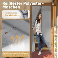Sekey Szúnyogháló Ajtóra Mágneses Rögzítés Velcro 110x220cm Szürke 5
