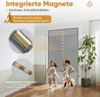 Sekey Szúnyogháló Ajtóra Mágneses Rögzítés Velcro 110x220cm Szürke 3