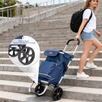 Sekey XXL Bevásárlókocsi – Összecsukható Alumínium Gurulós Táska Magasságállítható Fogantyúval, 35 kg Teherbírás, Kék, 36x42x98 cm 7