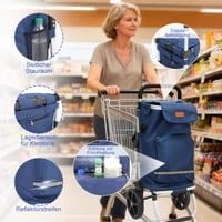 Sekey XXL Bevásárlókocsi – Összecsukható Alumínium Gurulós Táska Magasságállítható Fogantyúval, 35 kg Teherbírás, Kék, 36x42x98 cm 4