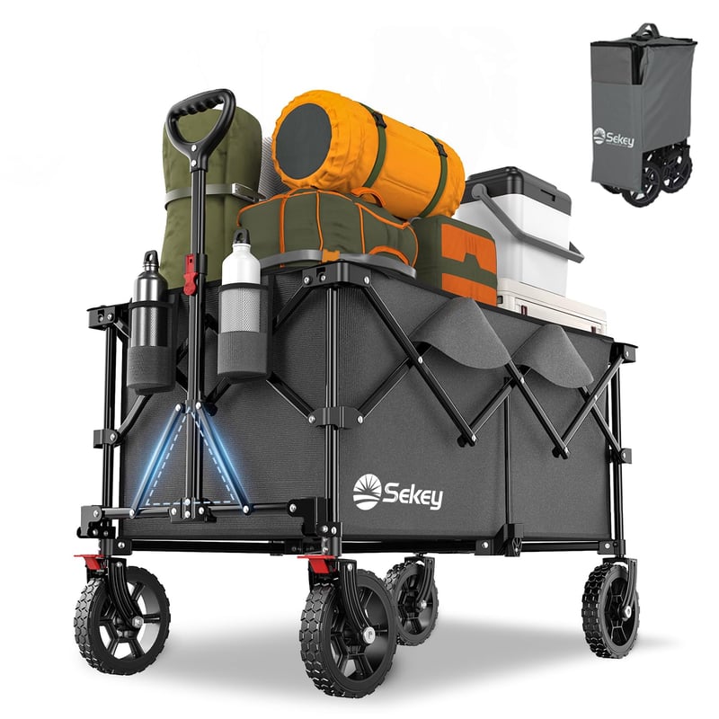 Cărucior de mână pliabil Sekey XXL Plus, 200 L, capacitate de încărcare 200 kg, cu frână pentru teren accidentat, pliabil în 4 direcții, XXL-PlusG 4010, antracit
