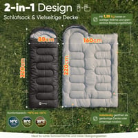 Sekey zelený spací vak 220x80 cm, 1,35 kg, 3-sezónny, 2 v 1 použiteľný aj ako prikrývka, 10-20°C, samostatné vetranie v oblasti nôh, kemping a outdoor 2