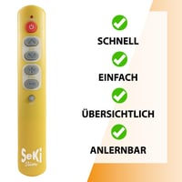 SeKi Slim žltý programovateľný univerzálny diaľkový ovládač s veľkými tlačidlami – pre seniorov a deti, 1 ks 3