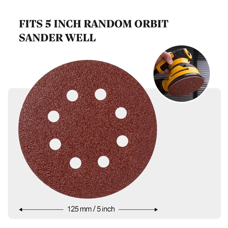 Selead 120 darabos csiszolópapír szett 125mm 8 lyukas P40-600 szemcseméret