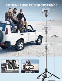 SelfieShow Selfie Stick și Trepied pentru Smartphone de 163,5 cm cu Telecomandă Bluetooth, Compatibil cu iPhone și Android 2