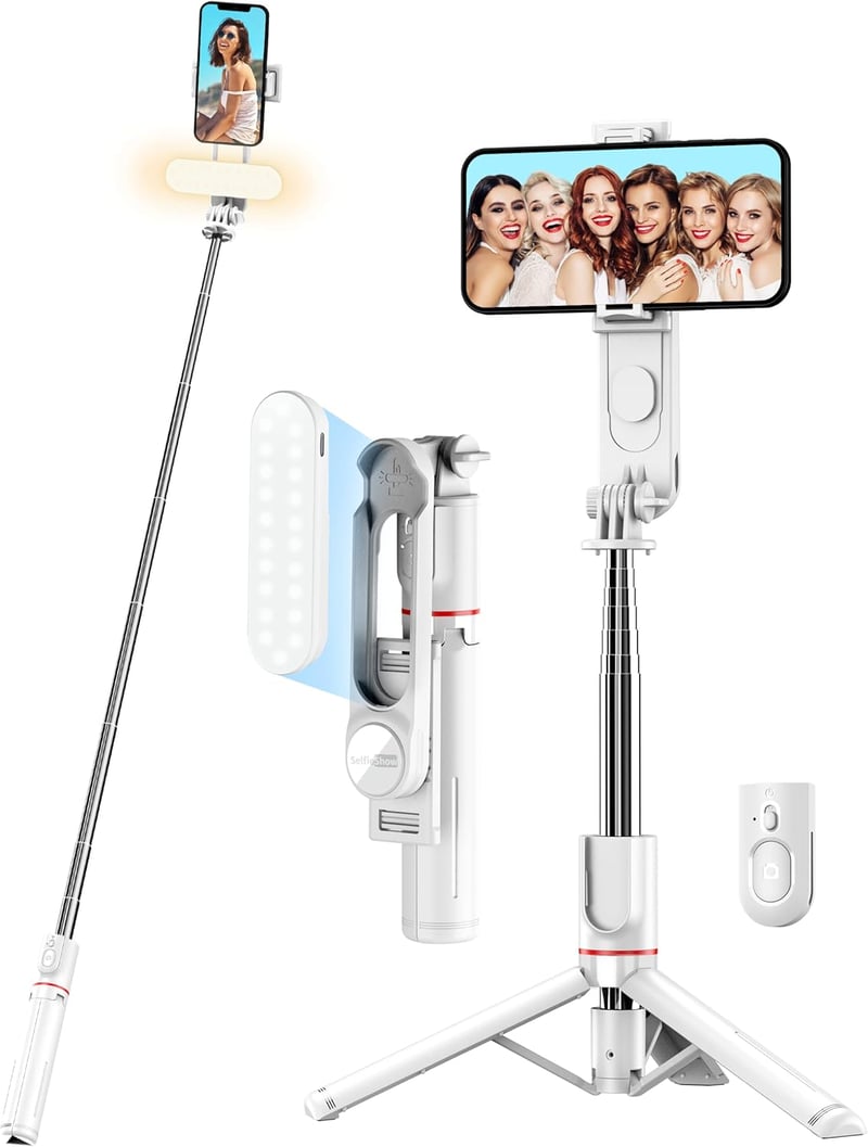 SelfieShow Szelfibot Tripod 111cm Vezeték Nélküli Távirányítóval és Kitöltő Fénnyel