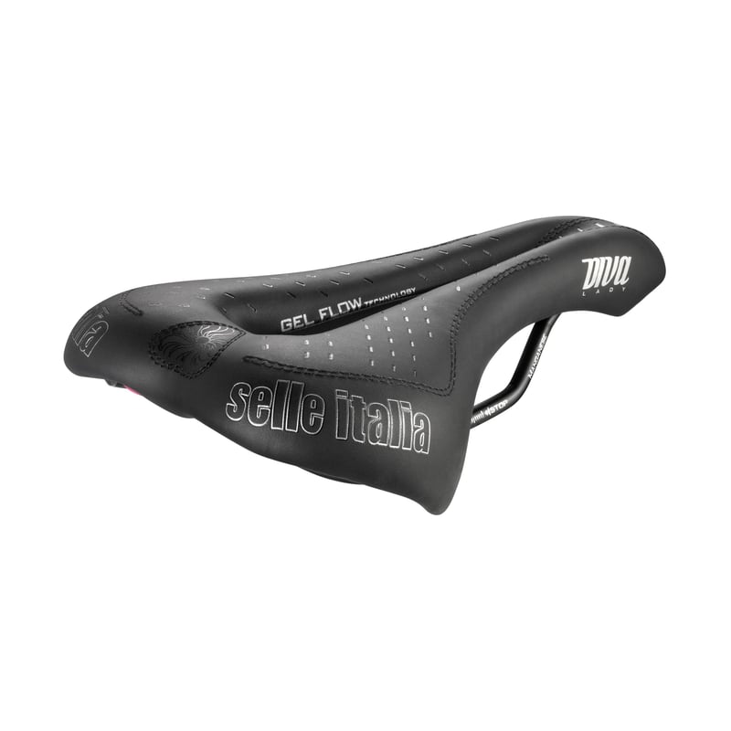 Dámske cyklistické sedlo Selle Italia Diva Gel Flow Racing – ergonomické gélové polstrovanie, mangánové lyžiny, na MTB a cestné bicykle – čierne