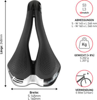 Selle Italia kerékpár nyereg - ergonomikus design és kényelmes ülés - S, Black 6