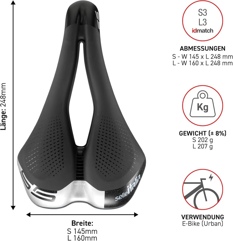 Selle Italia kerékpár nyereg - ergonomikus design és kényelmes ülés - S, Black