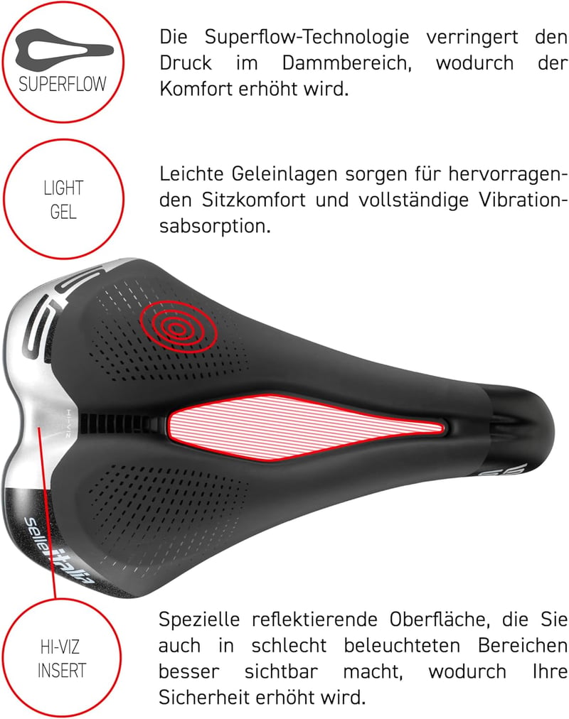 Selle Italia kerékpár nyereg - ergonomikus design és kényelmes ülés - S, Black