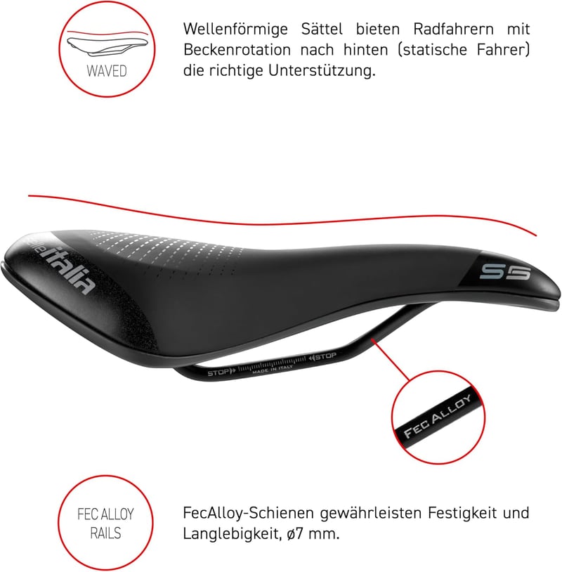 Selle Italia kerékpár nyereg - ergonomikus design és kényelmes ülés - S, Black