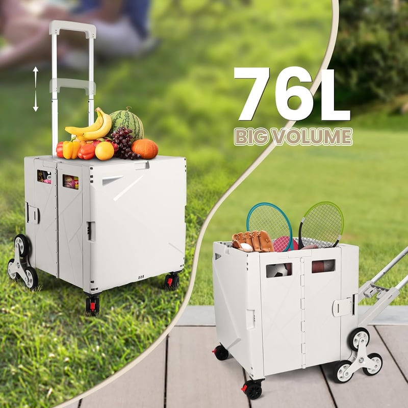 SELORSS Összecsukható Bevásárlókocsi Lépcsőmászó Kerekekkel 55L 80kg