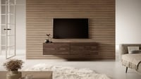 Závesná TV skrinka Selsey BISIRA, farba orech, 140 cm, TV stolík na stenu 7