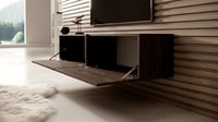 Závesná TV skrinka Selsey BISIRA, farba orech, 140 cm, TV stolík na stenu 8