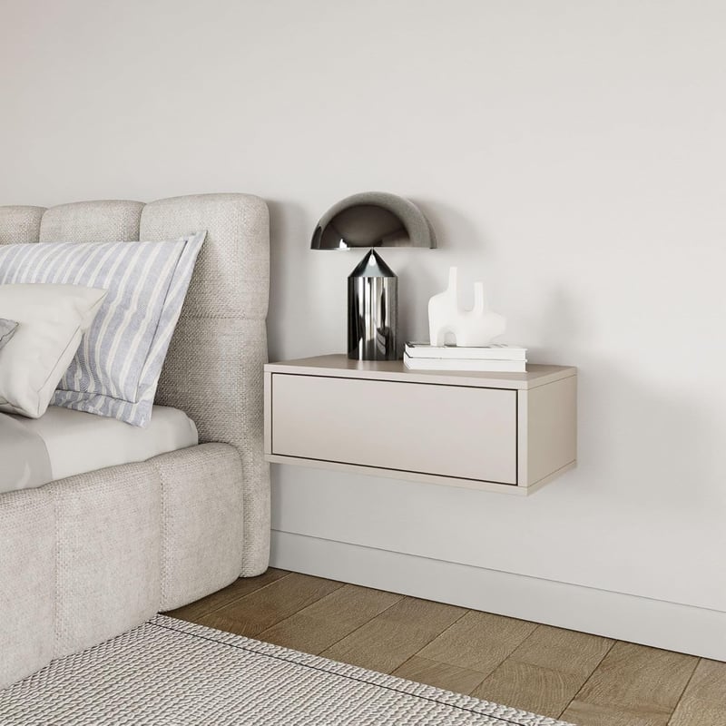 Selsey Kaschmir Elegáns Függő Éjjeliszekrény Spacious Fiókkal Push-Open Dizájn