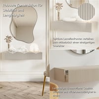 Selsey Veldio Zidni Konzolni Stol s Ladicom 90x17 cm Bež-Sivi Predsoblje Stol s Letvicama Konzola s Ladicom 4