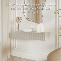 Selsey Veldio Zidni Konzolni Stol s Ladicom 90x17 cm Bež-Sivi Predsoblje Stol s Letvicama Konzola s Ladicom 6