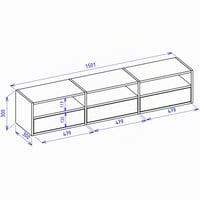 Comodă TV Selsey Wisconsin, nuc, 150x30x30 cm, suport TV suspendat cu ușă culisantă și sistem Push to Open, mobilier pentru living 6